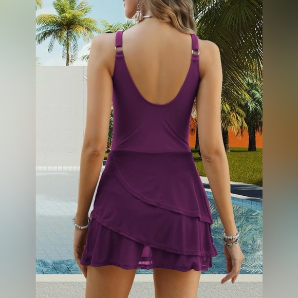 Vimpunec One Piece swim Dress Swimsuit tummy control modest swim bathing suitNWT - Picture 3 of 5